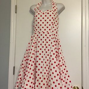 Fifty chic halter neck polka dot swing dress/NWOT
